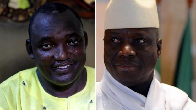 Adama Barrow, left, defeated Yahya Jammeh, right, by a small margin