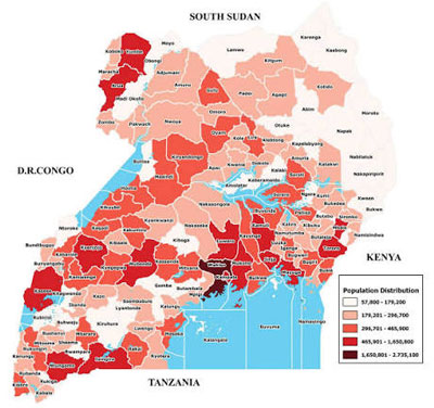 Uganda population map