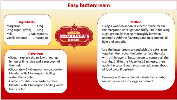 Learn how to make a buttercream cake following an easy recipe from Michaela's Oven.